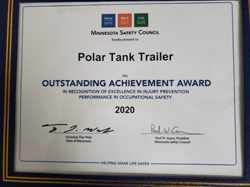 Polar Tank Trailer Recognized for Safety - Governor's Safety Award