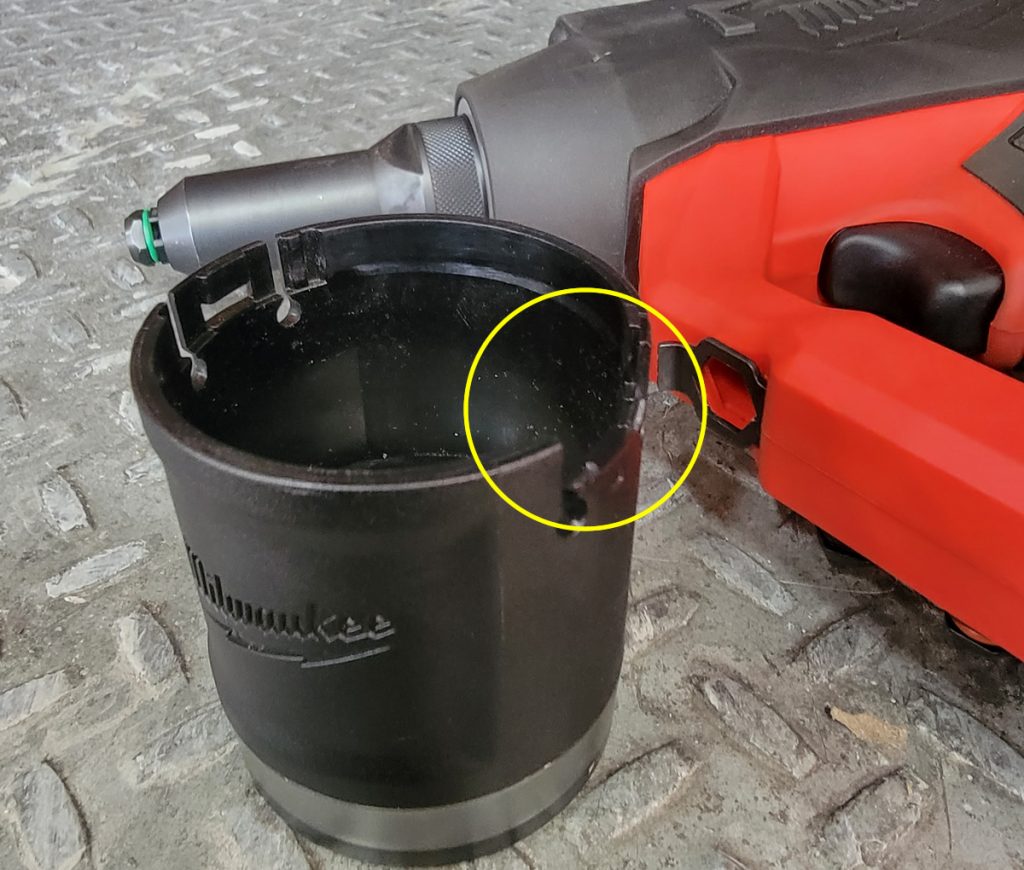 Milwaukee M18 Rivet Tool with Broken Mandrel Collector